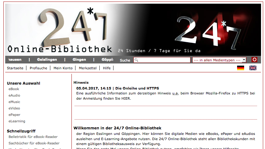  Screenshot Homepage Onleihe 